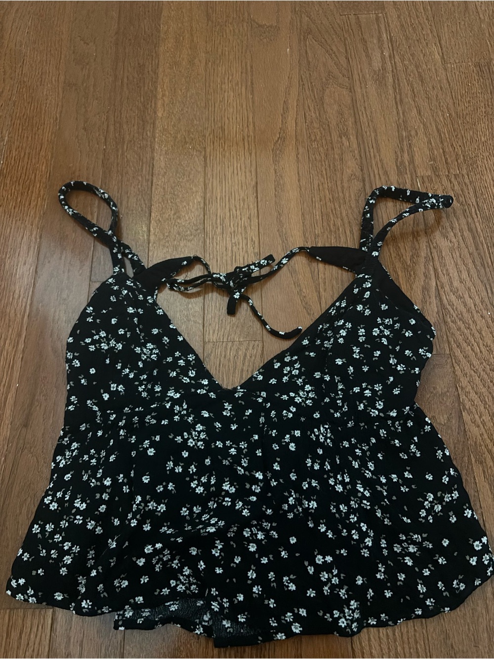 Garage Black Floral Tie-Back Cami Top